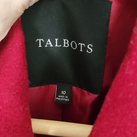 Talbots Mid-length Wool Cashmere Crimson Button Front Lined Women's Coat Size 10 - Picture 2 of 9